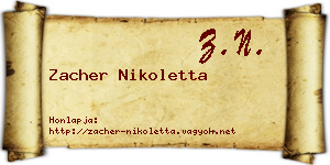 Zacher Nikoletta névjegykártya
